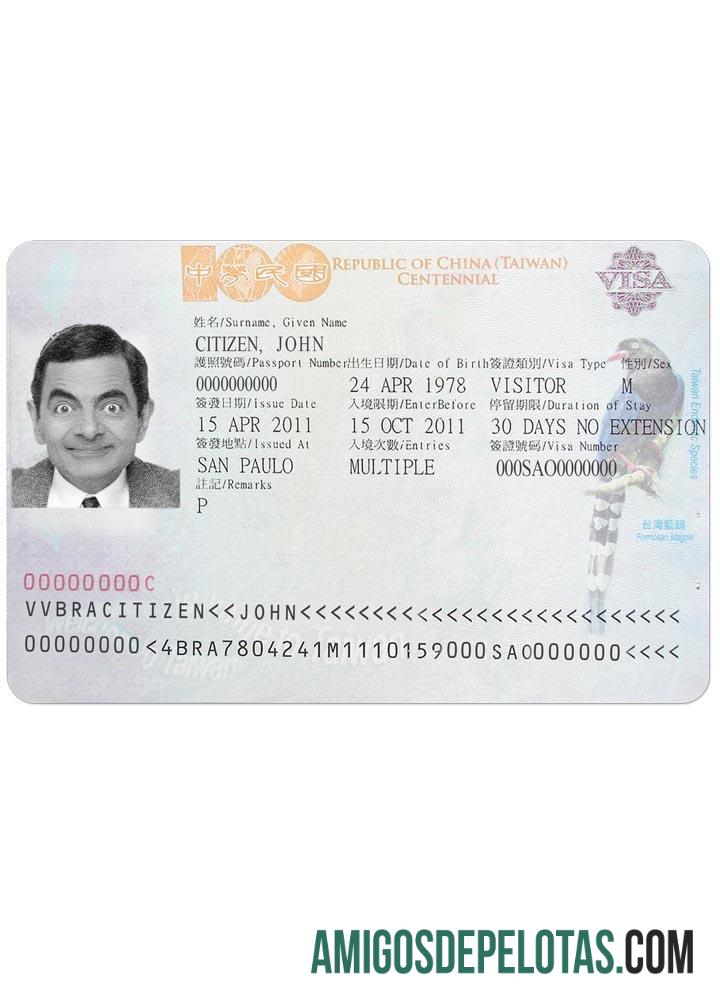 Visto para Taiwan baixar para verificação